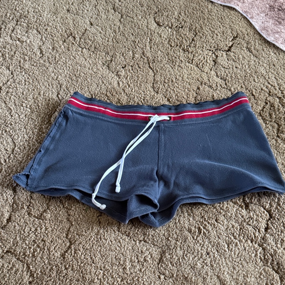 No Boundaries Navy Blue Women's Shorts with Red Stripe